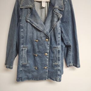 Lane Bryant Blue Double-Breasted Jean Jacket